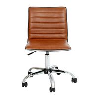 Alamont Home - Alan Contemporary Vinyl Swivel Office Chair - Brown Vinyl/Chrome Frame - Alternate Views