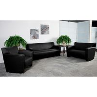 Flash Furniture - Hercules Majesty Contemporary 3-seat Leather/Faux Leather Reception Sofa - Black - Alternate Views