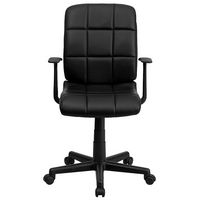 Alamont Home - Clayton Modern Vinyl Swivel Office Chair with Arms - Black - Alternate Views