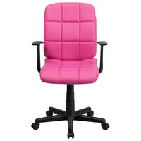 Alamont Home - Clayton Modern Vinyl Swivel Office Chair with Arms - Pink - Alternate Views
