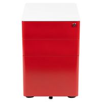 Alamont Home - Warner Modern Steel 3-Drawer Filing Cabinet - White and Red - Alternate Views