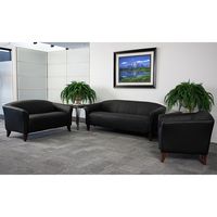 Alamont Home - Hercules Imperial Contemporary 2-seat Leather/Faux Leather Reception Loveseat - Black - Alternate Views