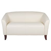 Alamont Home - Hercules Imperial Contemporary 2-seat Leather/Faux Leather Reception Loveseat - Ivory - Alternate Views
