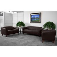 Alamont Home - Hercules Imperial Contemporary 2-seat Leather/Faux Leather Reception Loveseat - Brown - Alternate Views