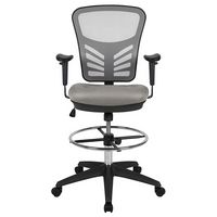 Alamont Home - Tyler Contemporary Mesh Drafting Stool - Light Gray Mesh/Black Frame - Alternate Views