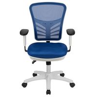Alamont Home - Nicholas Contemporary Mesh Executive Swivel Office Chair - Blue Mesh/White Frame - Alternate Views