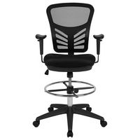 Alamont Home - Tyler Contemporary Mesh Drafting Stool - Black Mesh/Black Frame - Alternate Views