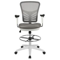 Alamont Home - Tyler Contemporary Mesh Drafting Stool - Light Gray Mesh/White Frame - Alternate Views