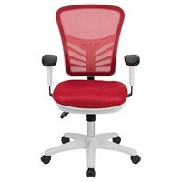 Alamont Home - Nicholas Contemporary Mesh Executive Swivel Office Chair - Red Mesh/White Frame - Alternate Views