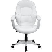 Alamont Home - Quincey Contemporary Leather/Faux Leather Executive Swivel Office Chair - White - Alternate Views