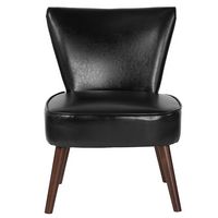 Alamont Home - Hercules Holloway Midcentury Leather/Faux Leather Side Chair - Upholstered - Black... - Alternate Views