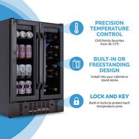 NewAir - 24” Built-in Dual Zone 18 Bottle and 58 Can Wine and Beverage Cooler with French Doors a... - Alternate Views