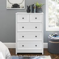 Walker Edison - Classic Grooved 5-Drawer Dresser - White - Alternate Views