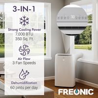 Freonic - 10,000 BTU (7,000 BTU DOE) Portable Air Conditioner - White - Alternate Views