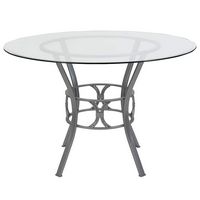 Alamont Home - Carlisle 45'' Round Glass Dining Table with Crescent Style Metal Frame - Clear Top... - Alternate Views