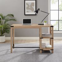 Walker Edison - Modern Farmhouse Metal and Wood Desk - White Oak - Alternate Views