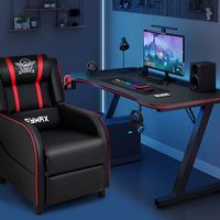 Costway - Theater Style Massage Gaming Chair - Red and Black - Alternate Views