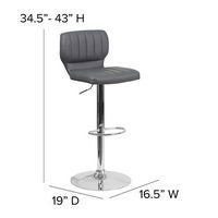 Alamont Home - Contemporary Vinyl Adjustable Height Barstool (set of 2) - Gray Vinyl - Alternate Views