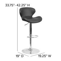 Alamont Home - Contemporary Vinyl Adjustable Height Curved Back Barstool (set of 2) - Black Vinyl - Alternate Views