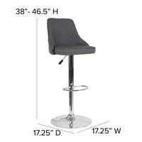 Flash Furniture - Trieste Contemporary Adjustable Height Barstool - Dark Gray Fabric - Alternate Views
