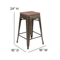 Alamont Home - Metal Frame Bar Stool with Wood Seat (set of 4) - Gun Metal - Alternate Views