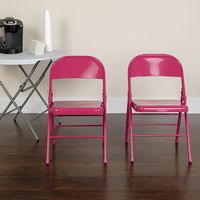 Alamont Home - Hercules Metal Upholstered Folding Chair (set of 4) - Shockingly Fuchsia - Alternate Views