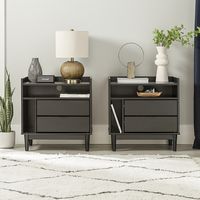 Walker Edison - Boho Solid Wood Nightstand (set of 2) - Black - Alternate Views