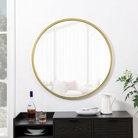 Walker Edison - Modern Minimalist Round Wall Mirror - Gold - Alternate Views