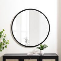 Walker Edison - Modern Minimalist Round Wall Mirror - Black - Alternate Views