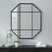 Walker Edison - Contemporary Windowpane Hanging Wall Mirror - Black - Alternate Views