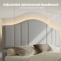 Pinmoco - Queen Upholstered Platform Bed Frame with Adjustable LED Arc Headboard - Fabric Gray - Alternate Views