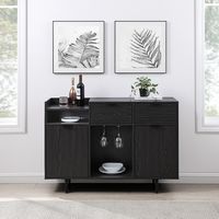 Walker Edison - Modern Open and Closed-Storage Bar Cabinet - Black - Alternate Views