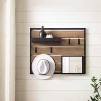 Walker Edison - Urban Wall Organizer with Hooks and Removable Shelf - Knotty Driftwood - Alternate Views