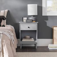 Walker Edison - Classic Solid Wood 1-Drawer Nightstand - Gray - Alternate Views