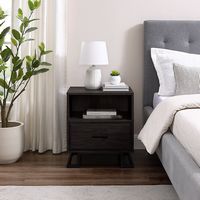 Walker Edison - Contemporary 1-Drawer Metal and Wood Nightstand - Charcoal - Alternate Views