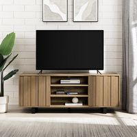 Walker Edison - Modern Paneled-Door TV Cabinet for TVs up to 65” - Coastal Oak - Alternate Views