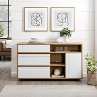 Walker Edison - Contemporary Open and Closed-Storage Sideboard - Coastal Oak - Alternate Views