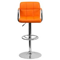 Alamont Home - Genna Contemporary Vinyl Barstool (set of 2) - Orange - Alternate Views