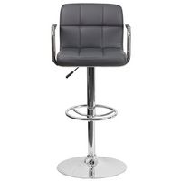 Alamont Home - Genna Contemporary Vinyl Barstool (set of 2) - Gray - Alternate Views