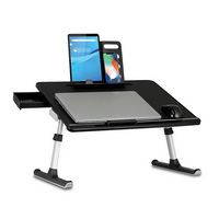 Aluratek - Adjustable non-slip Laptop Stand/Table with Drawer and Tablet Holder - Black - Alternate Views