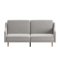 Alamont Home - Split Back Futon Sofa with Curved Arms and Solid Wood Legs - Gray - Alternate Views