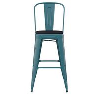 Alamont Home - Carly All-Weather Bar Height Stool with Poly Resin Seat - Kelly-Blue Teal/Black - ... - Alternate Views