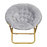 Flash Furniture - Kids Folding Faux Fur Saucer Chair for Playroom or Bedroom - Gray/Soft Gold - Alternate Views