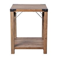 Alamont Home - 2-Tier Side Table with Metal Side Braces and Corner Caps - Rustic Oak - Alternate Views