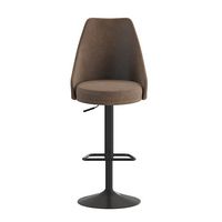 Alamont Home - Chrishelle Modern Leather/Faux Leather Adjustable Height Pedestal Bar Stool (Set o... - Alternate Views