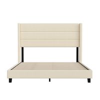 Alamont Home - Hollis Queen Size Upholstered Platform Bed with Wingback Headboard - Beige - Alternate Views