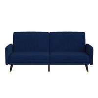Flash Furniture - Convertible Split Back Futon Sofa Sleeper with Wooden Legs - Navy - Alternate Views