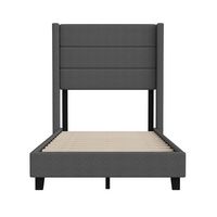 Alamont Home - Hollis Twin Size Upholstered Platform Bed with Wingback Headboard - Charcoal - Alternate Views