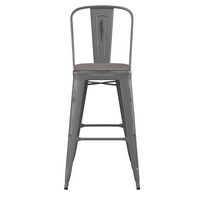 Alamont Home - Lincoln Contemporary Resin Bar Height Stool - Clear Coated/Gray - Alternate Views