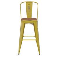 Alamont Home - Carly All-Weather Bar Height Stool with Poly Resin Seat - Yellow/Teak - Alternate Views